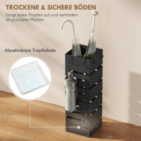 Regenschirmständer freistehend mit Tropfschale Metall schwarz