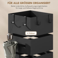 Regenschirmständer freistehend mit Tropfschale Metall schwarz