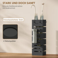 Regenschirmständer freistehend mit Tropfschale Metall schwarz