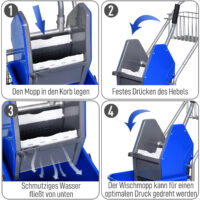 Reinigungswagen rollbar mit Griff aus Kunststoff für Bodenreinigung