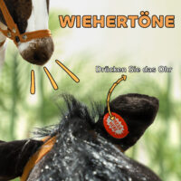 Braun-cremeweisses Reitpferd als Kinderspielzeug mit realistischem Sound, Sattel und Zaumzeug. Ideal für Kinder von 3-8 Jahren, die gerne in Rollenspiele eintauchen und reiten üben.