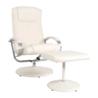 Relaxliege Relaxsessel Fernsehsessel mit Hocker creme-weiss