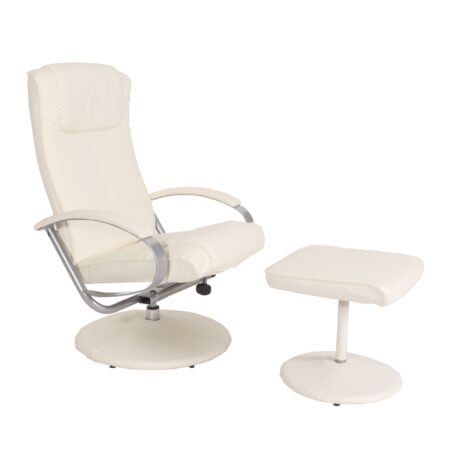 Relaxliege Relaxsessel Fernsehsessel mit Hocker creme-weiss
