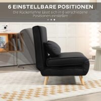 Relaxsessel mit Bettfunktion für 1 Person modern schwarz