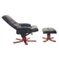 Relaxsessel Fernsehsessel Liegesessel TV-Sessel mit Hocker Kunstleder schwarz