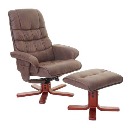 Relaxsessel Fernsehsessel Liegesessel TV-Sessel mit Hocker Wildlederimitat braun