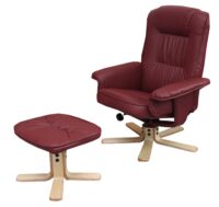 Relaxsessel Fernsehsessel TV-Sessel mit Hocker Ottomane Kunstleder bordeaux