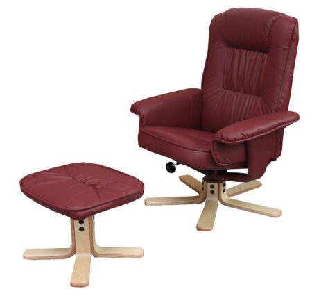 Relaxsessel Fernsehsessel TV-Sessel mit Hocker Ottomane Kunstleder bordeaux
