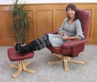 Relaxsessel Fernsehsessel TV-Sessel mit Hocker Ottomane Kunstleder bordeaux