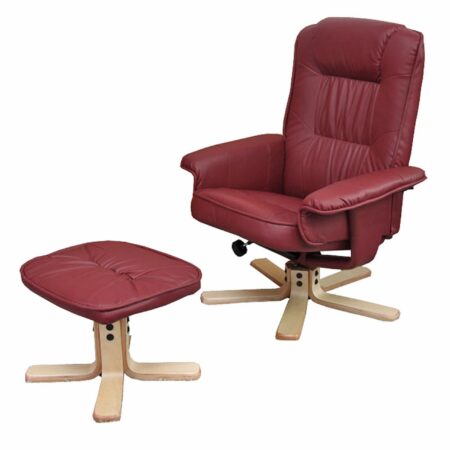 Relaxsessel Fernsehsessel TV-Sessel mit Hocker Ottomane Kunstleder bordeaux
