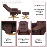 Relaxsessel Fernsehsessel TV-Sessel mit Hocker Ottomane Kunstleder bordeaux