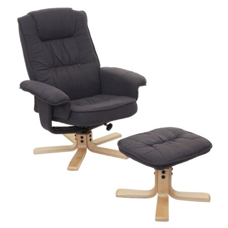 Relaxsessel Fernsehsessel TV-Sessel mit Hocker Stoff dunkelgrau