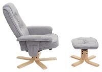 Relaxsessel Fernsehsessel TV-Sessel mit Hocker Stoff hellgrau