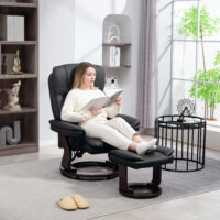 Relaxsessel verstellbar mit Fusshocker Kunstleder schwarz