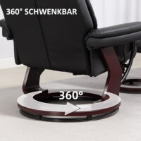 Relaxsessel verstellbar mit Fusshocker Kunstleder schwarz