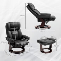 Relaxsessel verstellbar mit Fusshocker Kunstleder schwarz