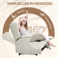 Relaxsessel verstellbar mit Fussstütze Leinenoptik beige