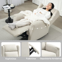 Relaxsessel verstellbar mit Fussstütze Leinenoptik beige