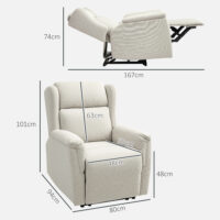 Relaxsessel verstellbar mit Fussstütze Leinenoptik beige