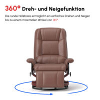 Relaxsessel verstellbar drehbar mit Fussstütze Kunstleder braun