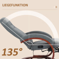 Relaxsessel drehbar neigbar mit Fussstütze Leinenoptik grau