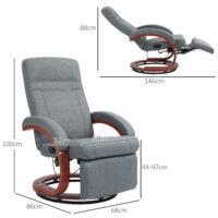 Relaxsessel drehbar neigbar mit Fussstütze Leinenoptik grau