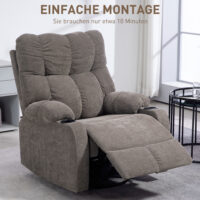 Relaxsessel modern drehbar mit Fussstütze bis 150kg hellbraun
