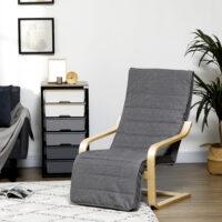 Relaxsessel mit verstellbarem Fussteil und Holzrahmen grau