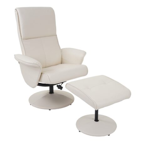 Relaxsessel Helsinki Fernsehsessel mit Hocker Kunstleder creme