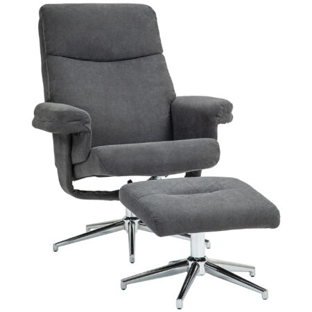 Relaxsessel mit Hocker verstellbar Samtoptik anthrazit