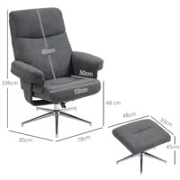 Relaxsessel mit Hocker verstellbar Samtoptik anthrazit