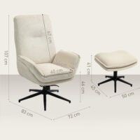 Relaxsessel drehbar mit Hocker für Wohnzimmer beige
