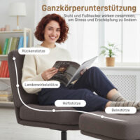 Sessel Relaxsessel drehbar mit Hocker Leinenoptik dunkelgrau