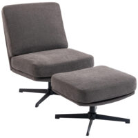Sessel Relaxsessel drehbar mit Hocker Leinenoptik dunkelgrau