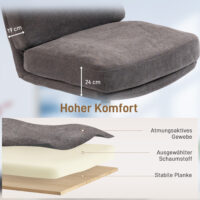 Sessel Relaxsessel drehbar mit Hocker Leinenoptik dunkelgrau