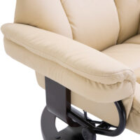 Relaxsessel mit Hocker Liegefunktion drehbar Kunstleder creme