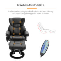 Relaxsessel mit Massagefunktion Fusshocker Liegefunktion Kunstleder