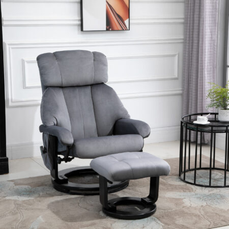 Relaxsessel mit Massagefunktion und Hocker für Wohnzimmer grau