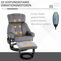 Relaxsessel mit Massagefunktion und Hocker für Wohnzimmer grau