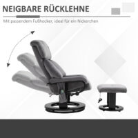 Relaxsessel mit Massagefunktion und Hocker für Wohnzimmer grau