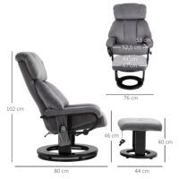 Relaxsessel mit Massagefunktion und Hocker für Wohnzimmer grau