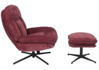 Relaxsessel mit Hocker Fernsehsessel Nosagfederung drehbar Chenille beere