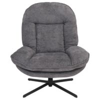 Relaxsessel mit Hocker Fernsehsessel Nosagfederung drehbar Chenille grau