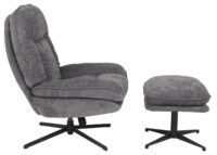 Relaxsessel mit Hocker Fernsehsessel Nosagfederung drehbar Chenille grau