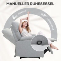 Relaxsessel mit verstellbarer Rückenlehne und Fussstütze grau