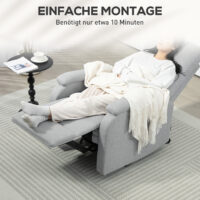Relaxsessel mit verstellbarer Rückenlehne und Fussstütze grau