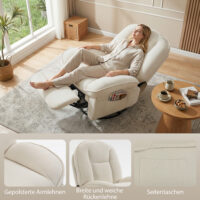 Relaxsessel drehbar schaukelbar mit Liegefunktion creme