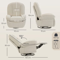 Relaxsessel drehbar schaukelbar mit Liegefunktion creme
