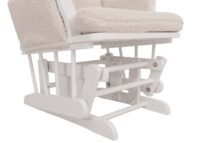 Relaxsessel Schaukelstuhl mit Hocker Bouclé Öko-Tex creme weisses Gestell