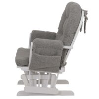 Relaxsessel Schaukelstuhl mit Hocker Bouclé Öko-Tex grau weisses Gestell